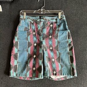 Mission Bay Aztec High Waisted Denim Shorts